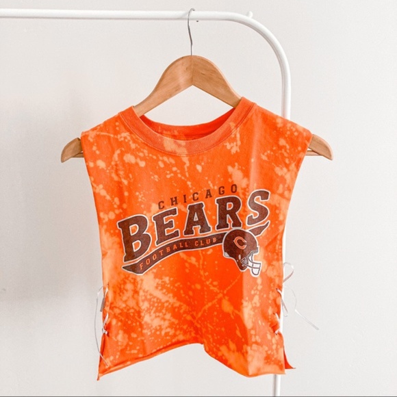 Vintage Tops - HANDMADE Chicago Bears NFL Bleached Crop Tank